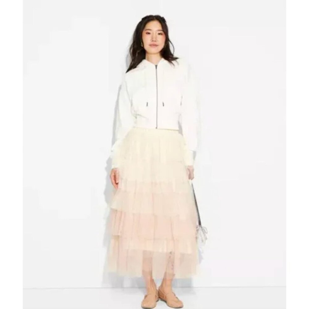 Wicked NWT Paul Tazewell Glinda Layered Tulle Skirt Large Cream blush pink maxi